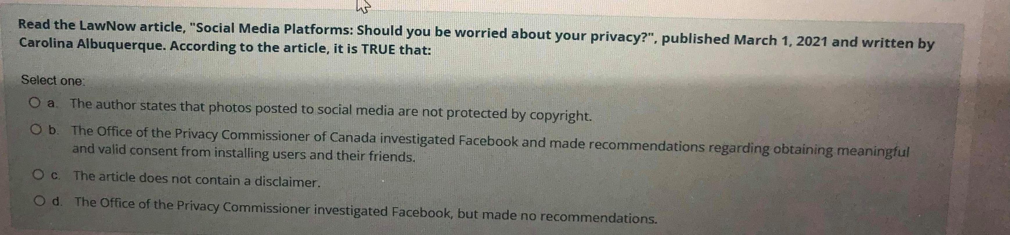 Read the LawNow article, "Social Media Platforms: