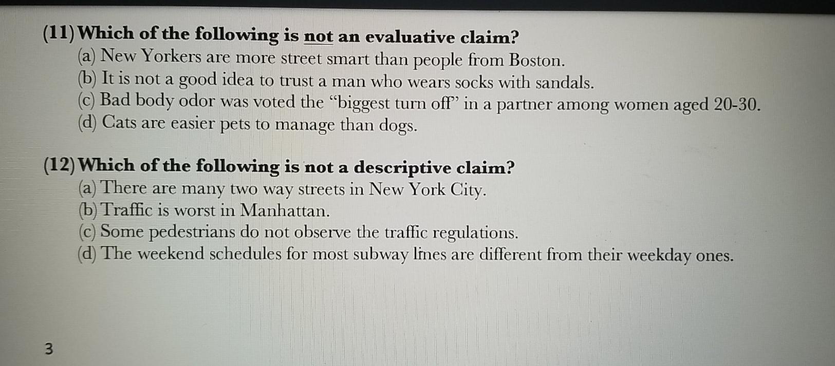 11 &12 (11) Which of the following is not an