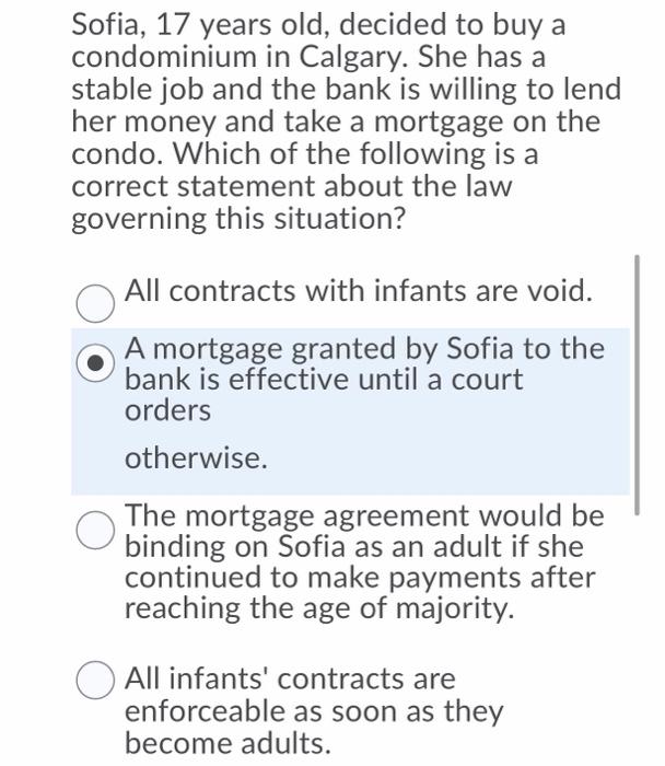 Sofia, 17 years old, decided to buy a condominium