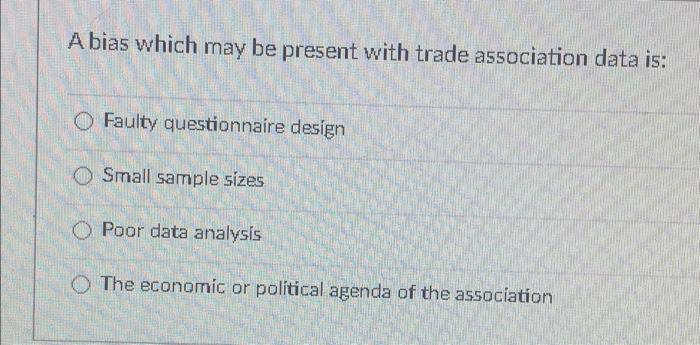 A bias which may be present with trade