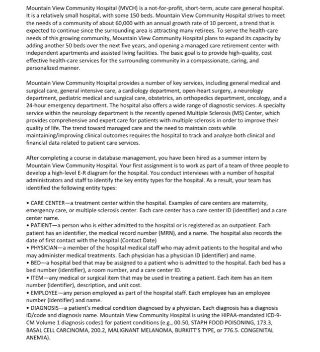 PLEASE MAKE THE E/R DIAGRAM AND ANSWER ALL