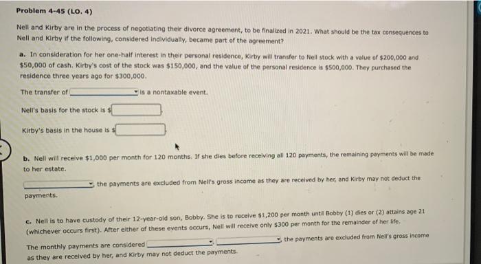 Problem 4-45 (LO. 4) Nell and Kirby are in the