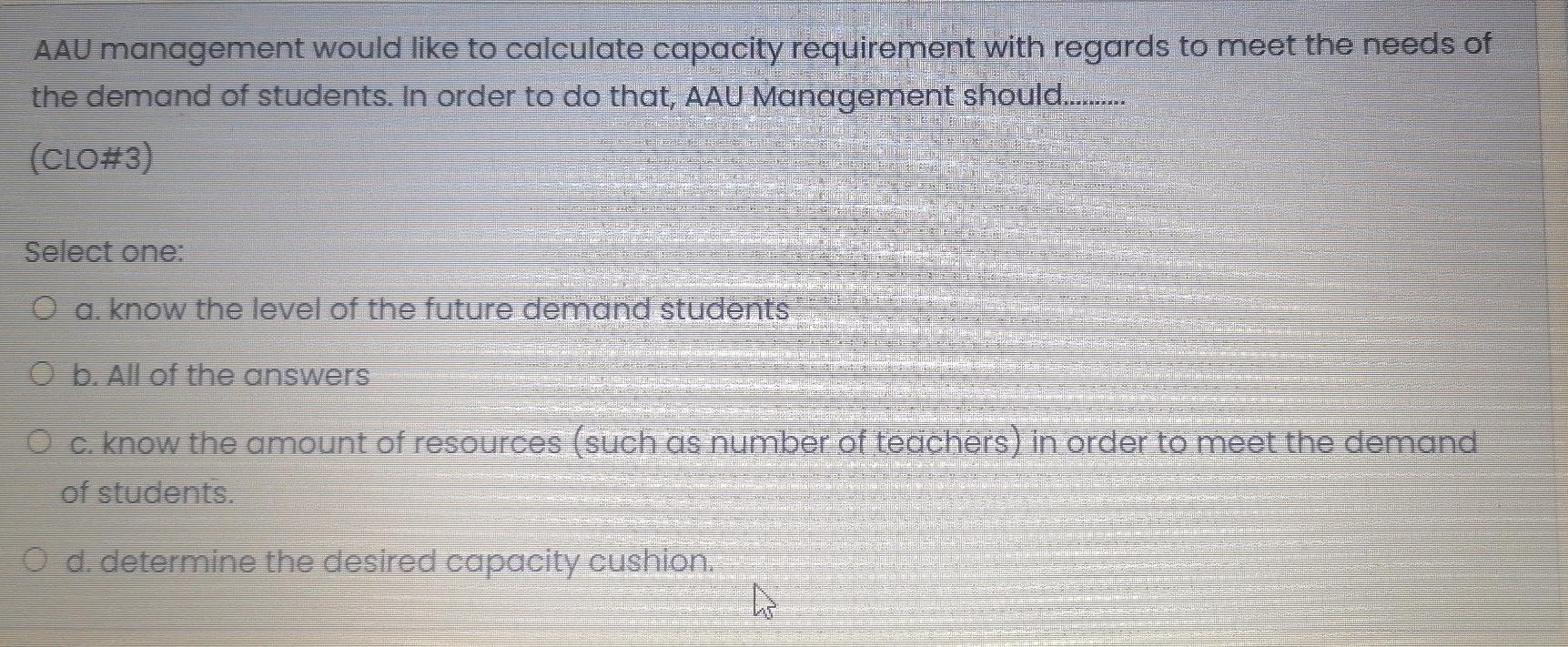 AAU management would like to calculate capacity
