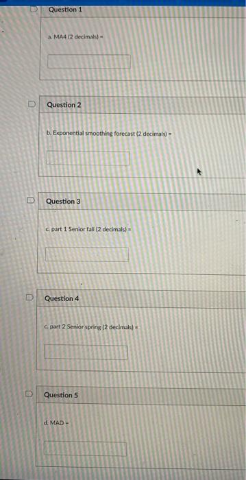 SCM 301 Forecasting Activity The following table