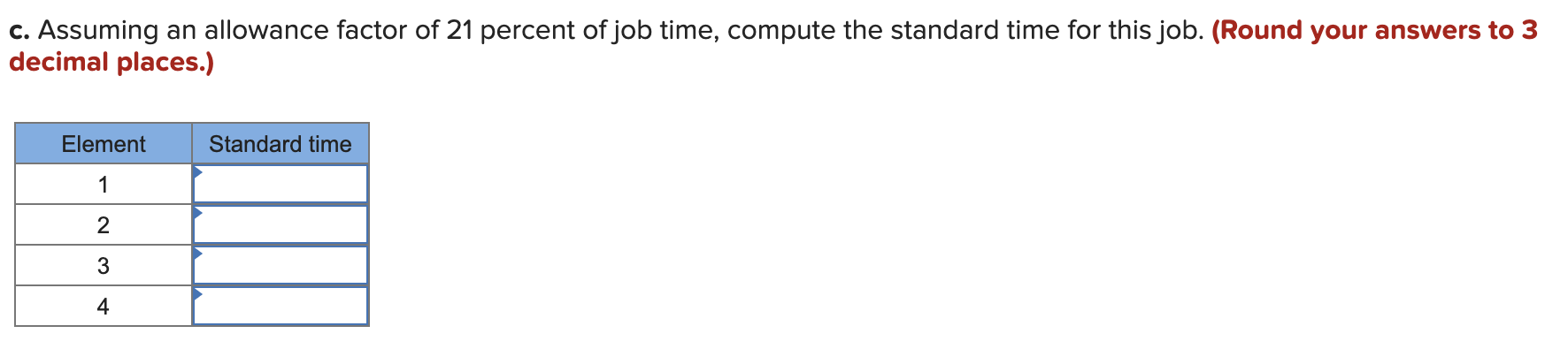 A time study was conducted on a job that contains