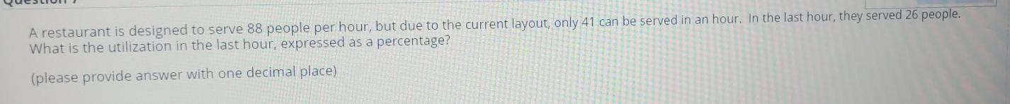 A restaurant is designed to serve 88 people per