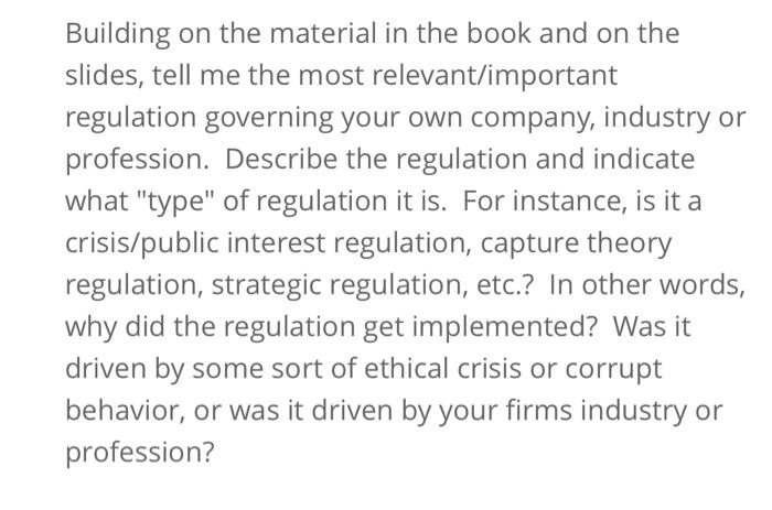 Building on the material in the book and on the