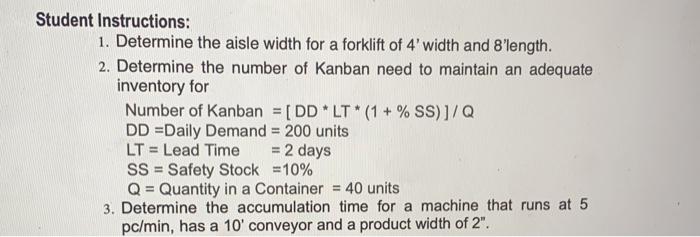 Student Instructions: 1. Determine the aisle