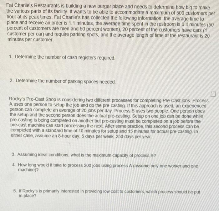 please help!! Fat Charlie's Restaurants is