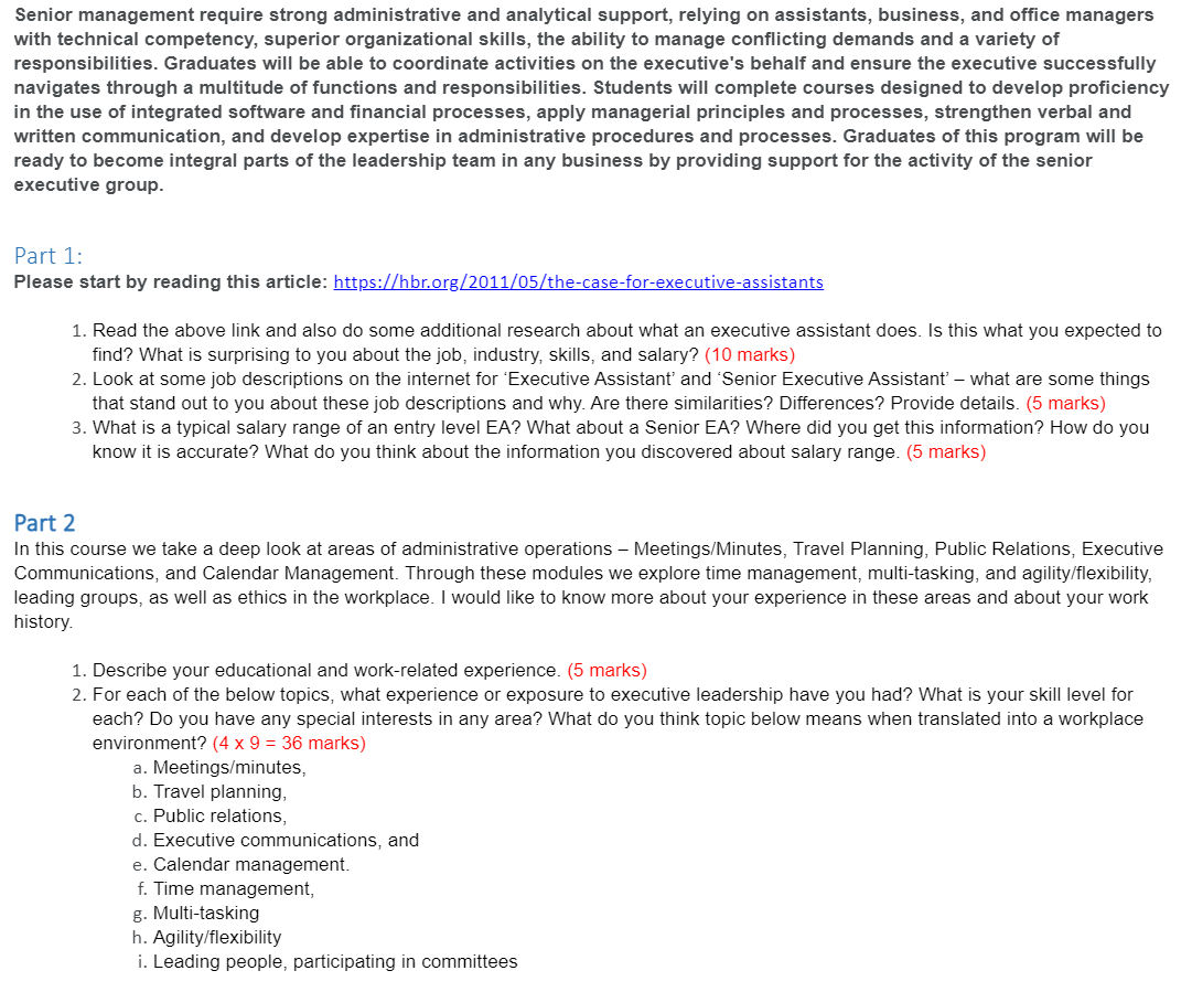 Senior management require strong administrative