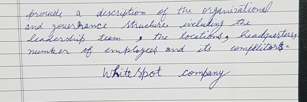 organizational description of whitespot