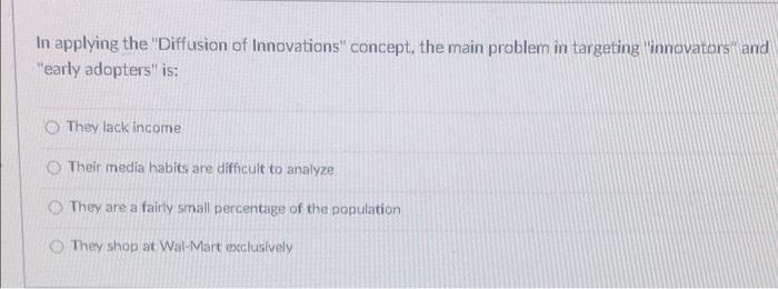 In applying the "Diffusion of Innovations