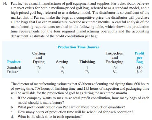 **Looking for TYPED answer** 14. Par, Inc., is a