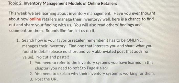 please help me with topic two so that I can