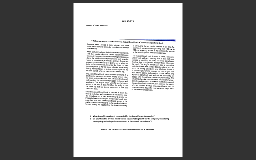 CASE STUDY 1 Names of team members . Web