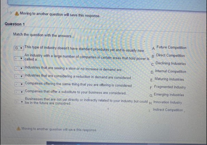 Moving to another question will save this