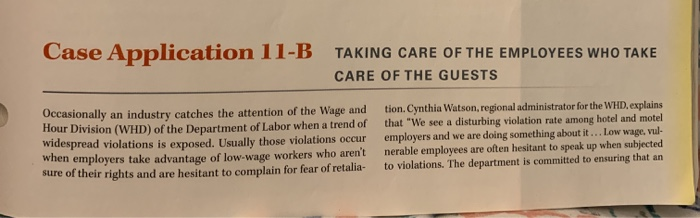 Case Application 11-B TAKING CARE OF THE