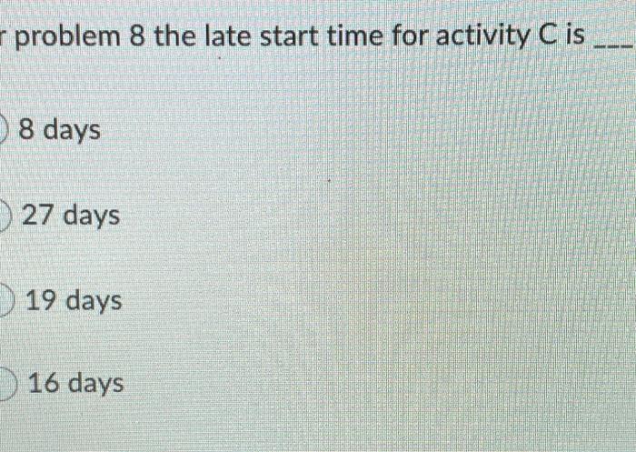 Activity. Predecessors Times a m b -- 4 6 8 A 4 6