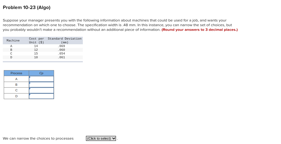 Problem 10-23 (Algo) Suppose your manager