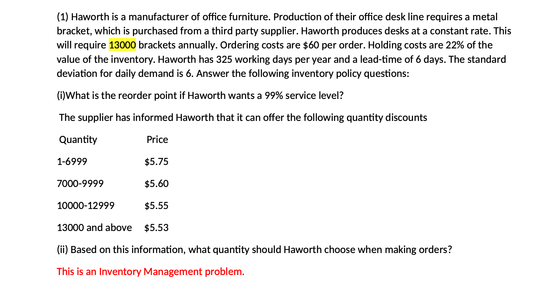 (1) Haworth is a manufacturer of office
