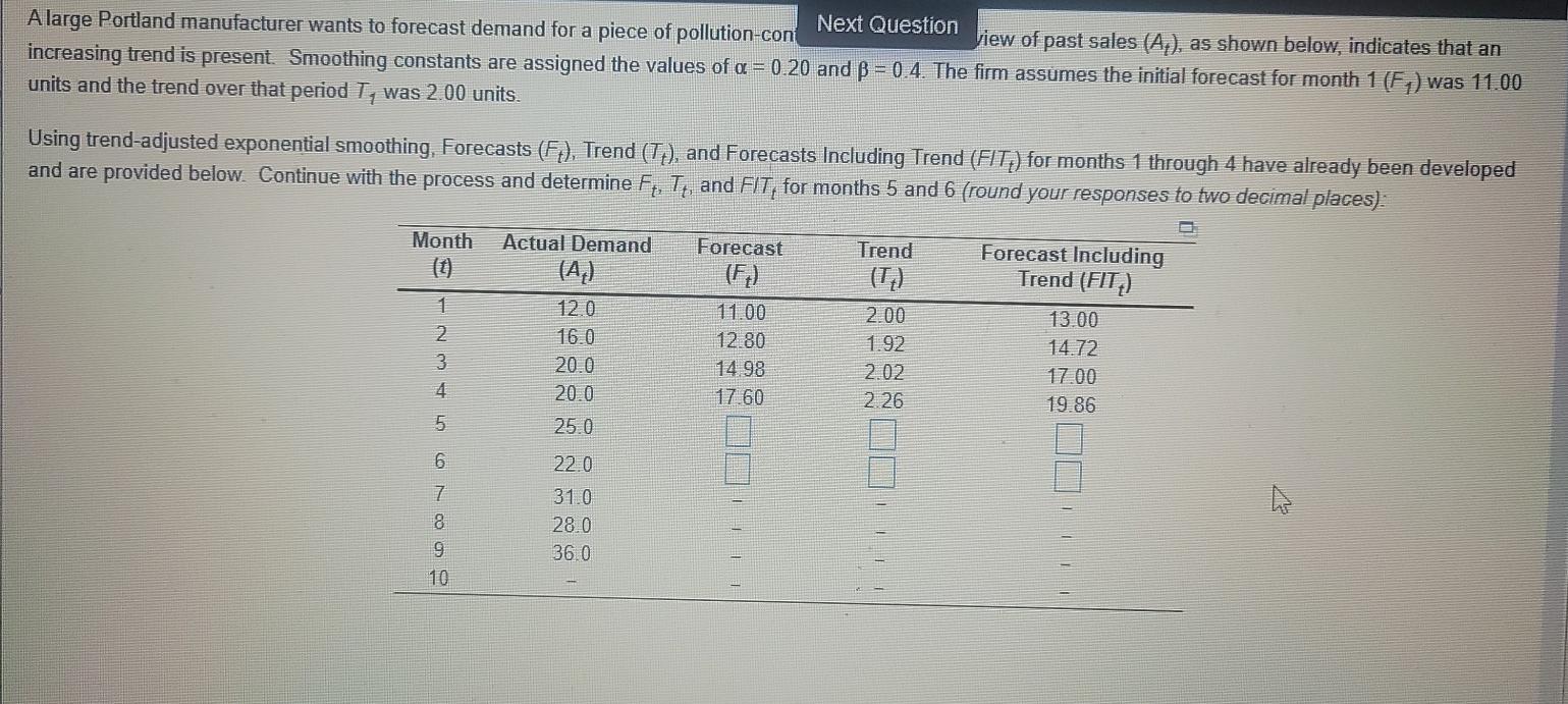 A large Portland manufacturer wants to forecast