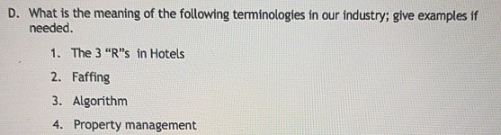 hospitality industry course : front office
