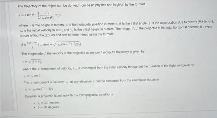 M5: Programming Assignment 2 Consider the motion