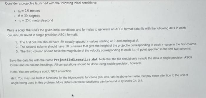 M5: Programming Assignment 2 Consider the motion