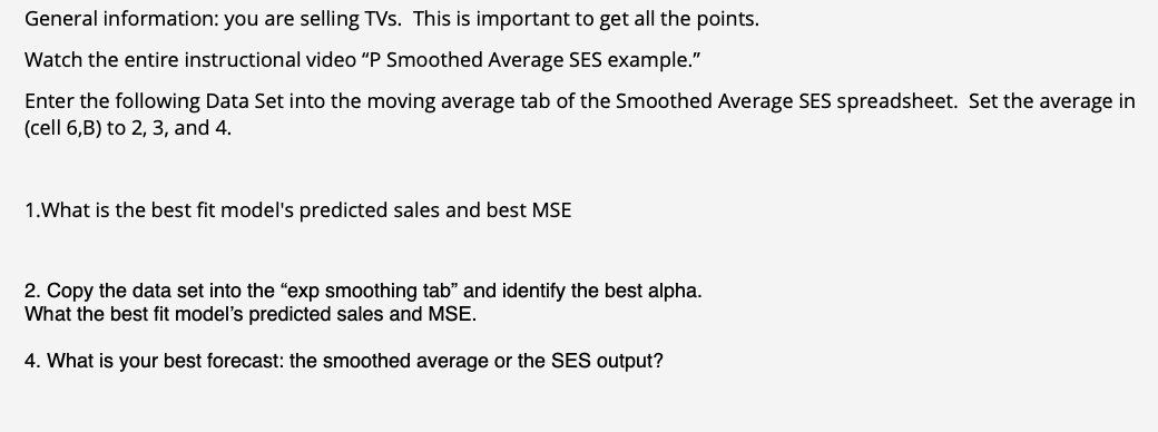 General information: you are selling TVs. This is