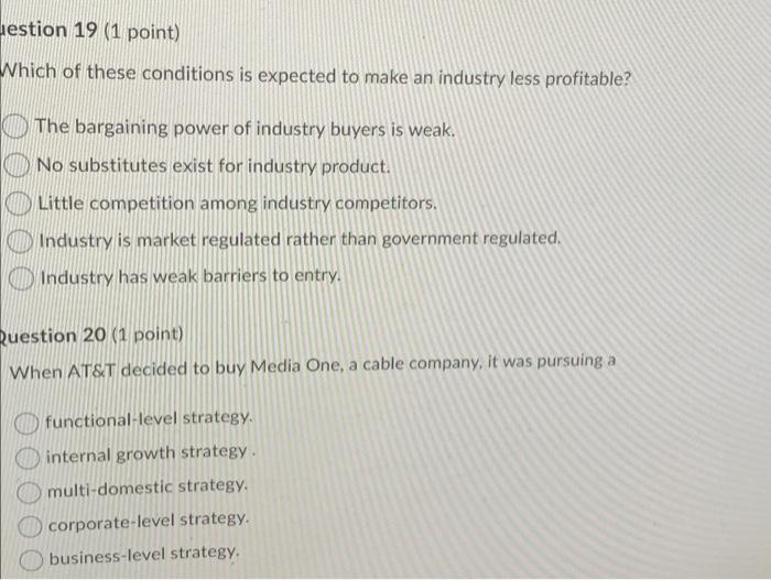 liestion 19 (1 point) Which of these conditions