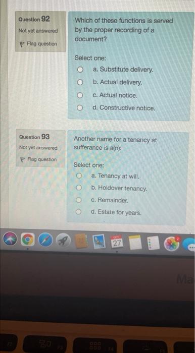 Question 92 Not yet answered Which of these