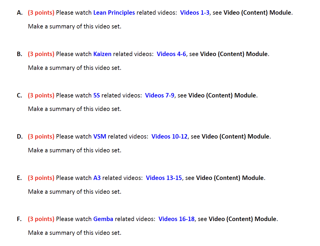 A. (3 points) Please watch Lean Principles