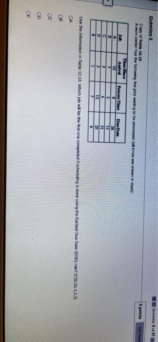Question 5 of 31 Questions Copy of Table 10.10 A