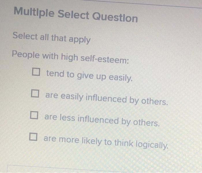 Multiple Select Question Select all that apply