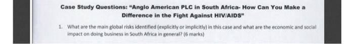 Case Study Questions: "Anglo American PLC in