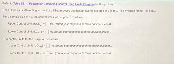 Refer to Table 56.1 - Factors for Computing