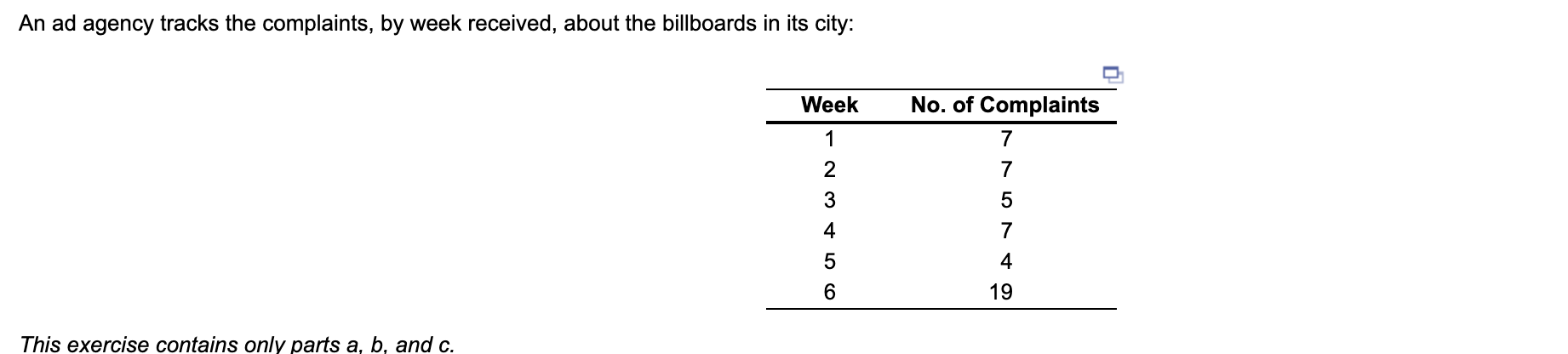 This exercise contains only parts a, b, and c. a)