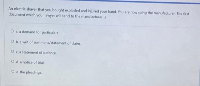 An electric shaver that you bought exploded and