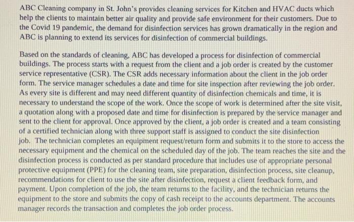 identify the events and activites in this process