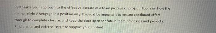 Synthesize your approach to the effective closure