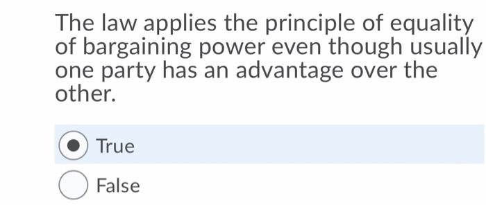 The law applies the principle of equality of