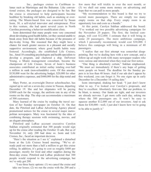 2 Question Inc., packages cruises to Caribbean