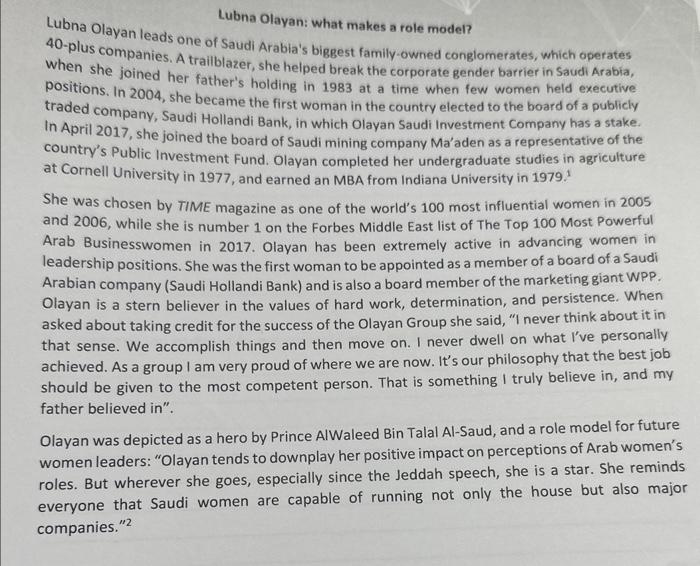 Lubna Olayan leads one of Saudi Arabia's biggest