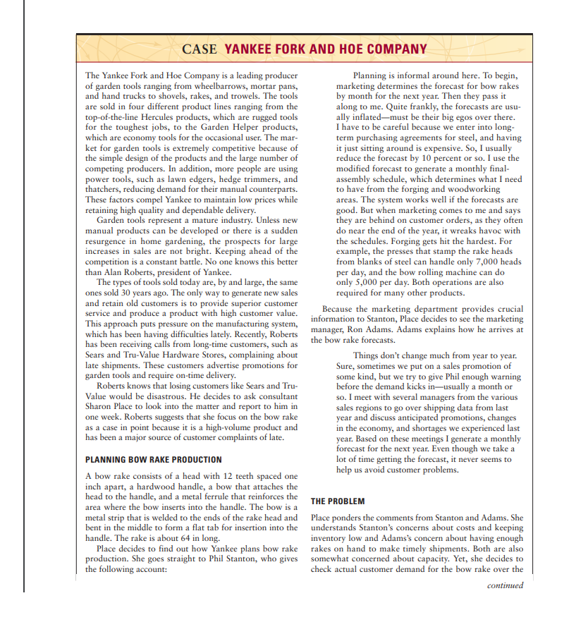 Read Case Yankee Fork and Hoe Company on page 324