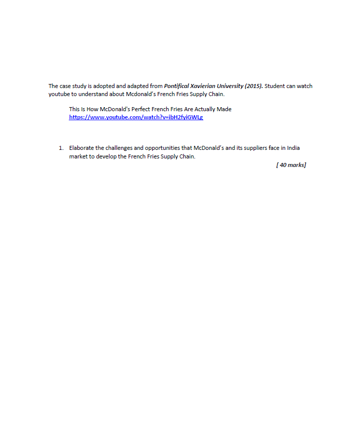 question 1 ( Introduction Logistic supply Chain)