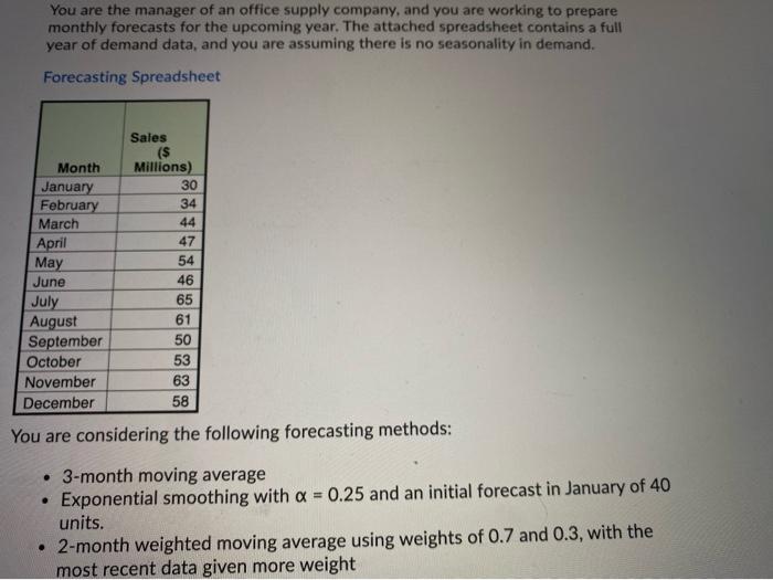 You are the manager of an office supply company,