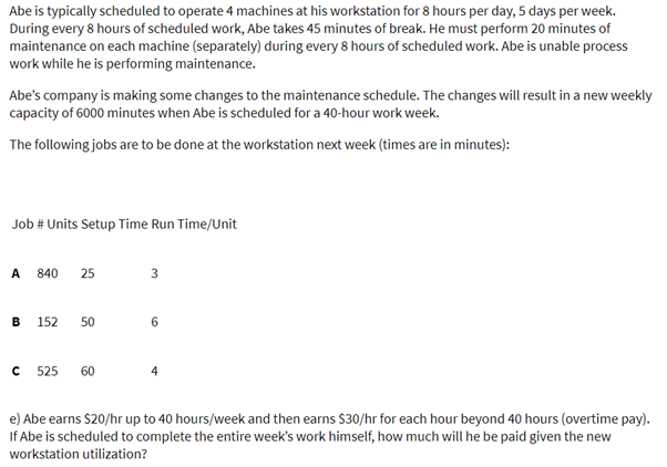 Abe is typically scheduled to operate 4 machines