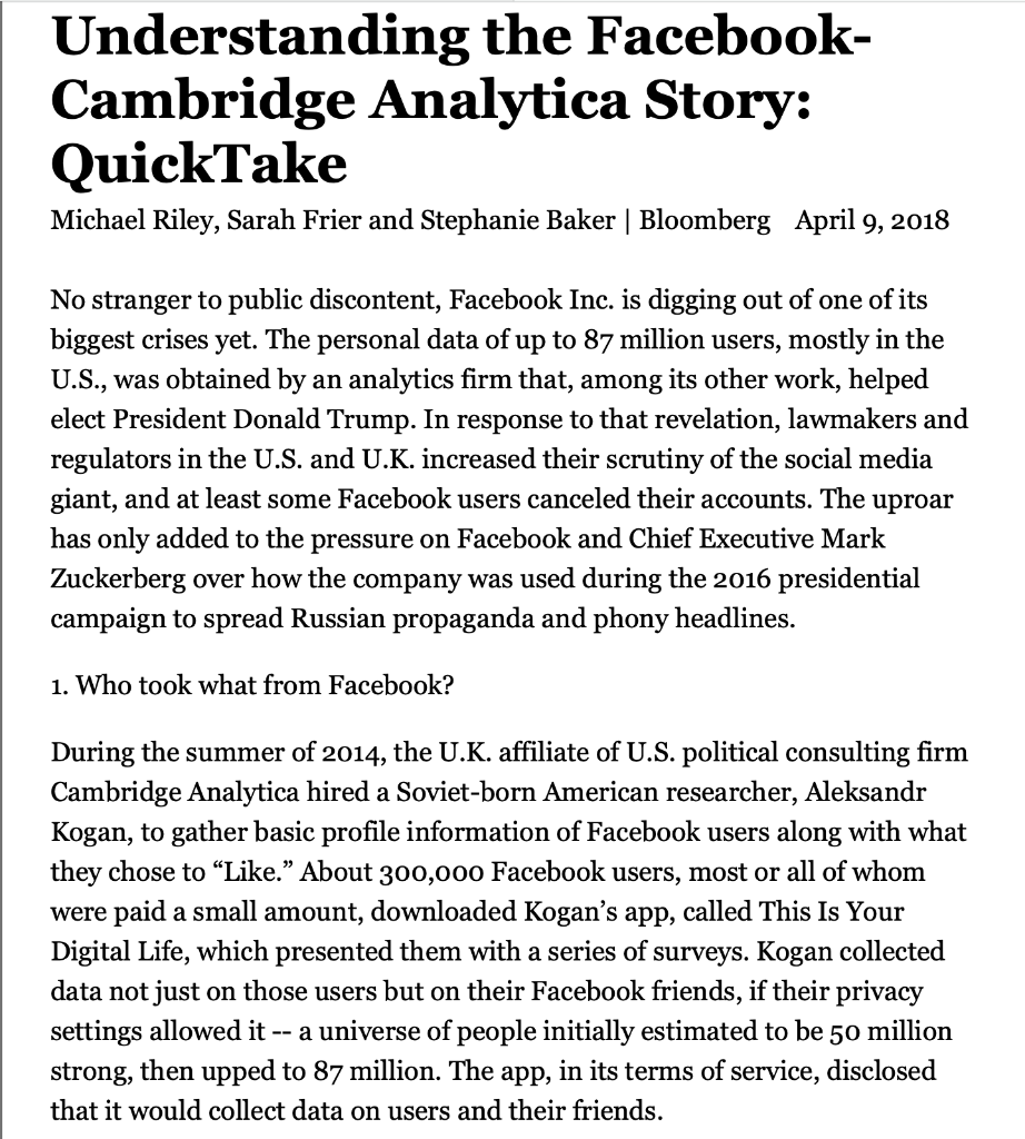 Read the attached article that appeared in the