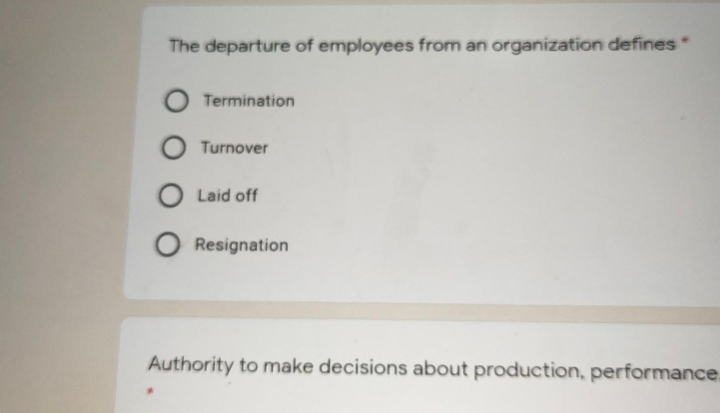 The departure of employees from an organization