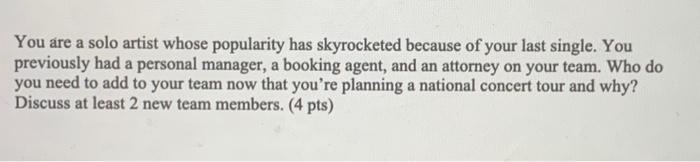 You are a solo artist whose popularity has